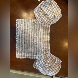 Plaid Puff Sleeve Top